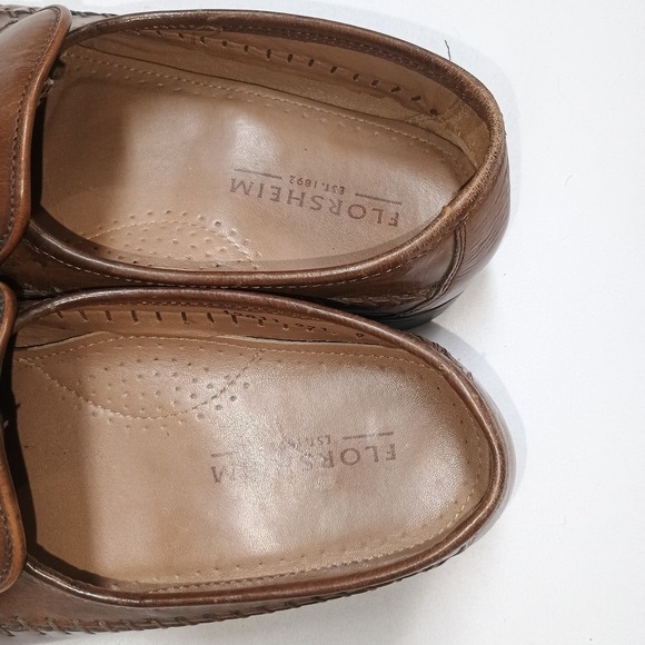 Florsheim Cognac Brown Slip On Leather Loafer Braided Men\'s 9 Wide main image 5